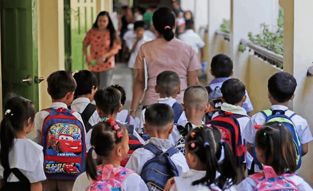 Students walking in the hallway